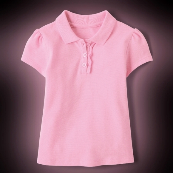 The Children’s Place Girls Ruffle Pique Polo - Sparklpink Size Medium 7/8 - Picture 1 of 5